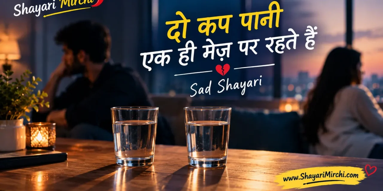 दो कप पानी एक ही मेज़ पर रहते हैं – Sad Shayari